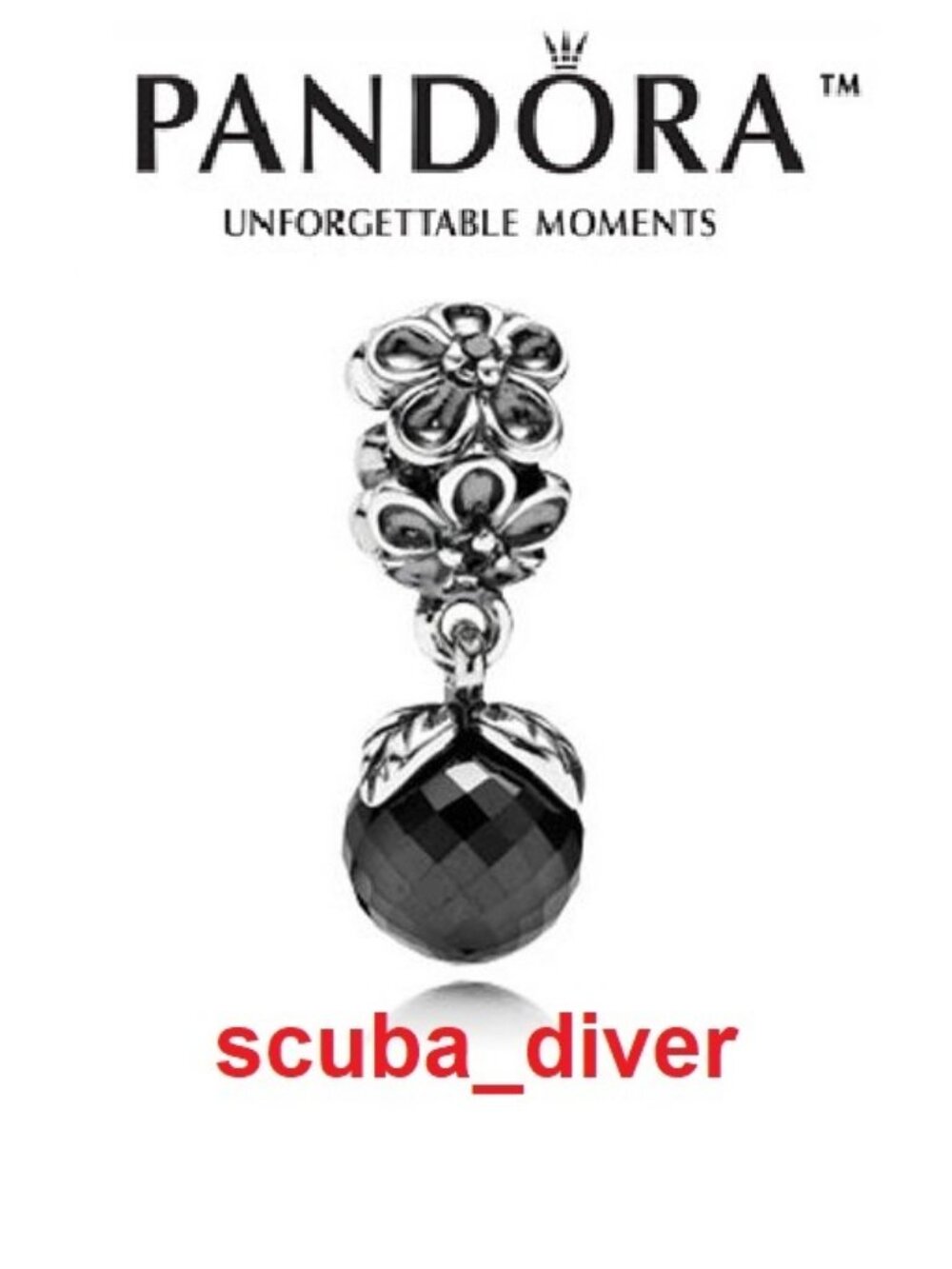RARE Pandora Garden Odyssey Black Spinel and Gray Crystal Sterling Forever Bloom